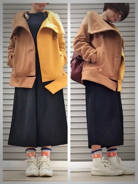 「AlexanderLeeChang（アレキサンダーリーチャン）のアイテム（ピーコート）」を使った、ひかる(Hikaru☆)さん（レディース・157cm）の冬コーディネート