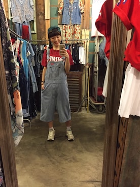 「アイテム（サロペット/オーバーオール）」を使った、Yuly🐼さん（レディース・158cm・10代）の夏コーディネート