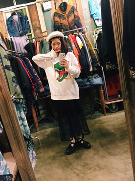 「TAIPEI」｜「アイテム（ハンチング/ベレー帽）」を使った、Yuly🐼さん（レディース・158cm）の秋コーディネート
