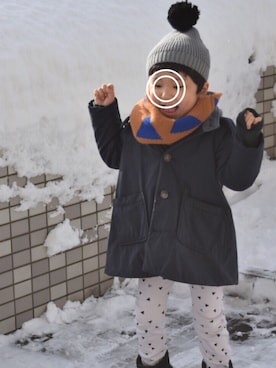 「こども ビームス（コドモビームス）のアイテム（ステンカラーコート）」を使った、mikuuuさん（キッズ・110cm）の冬コーディネート