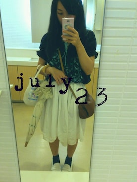 「ひざ丈スカート」｜さちこさん（レディース・154cm・20代）の夏コーディネート