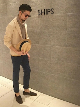 「アイテム（ローファー）」を使った、河野さん（メンズ・185cm）の春コーディネート