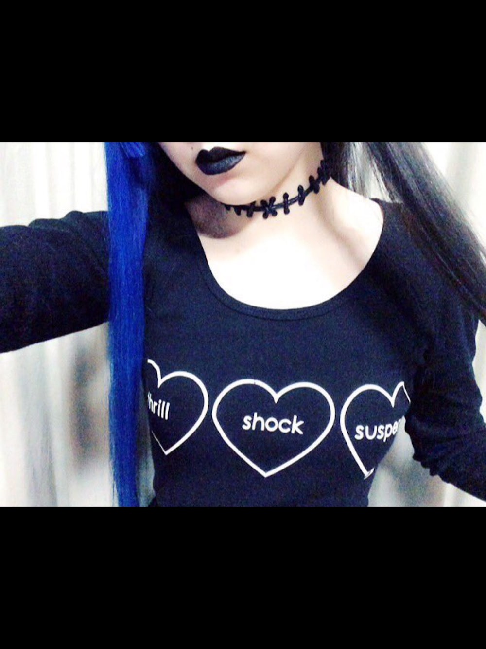 「恋はスリル、ショック、サスペンス、NUDE N' RUDE、黒リップ」｜「ぬーでんるーどのアイテム（Tシャツ/カットソー、ブラック系）」を使った、こはるっぐるさん（レディース・154cm）の春コーディネートの1枚目の写真