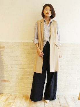 「アイテム（その他アウター、イエロー系）」を使った、FRAMeWORK 大船ルミネ　chihiroさん（レディース・158cm）の冬コーディネート