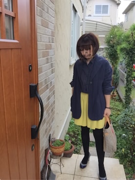 「chambre de charme（シャンブルドゥシャーム）のアイテム（その他アウター）」を使った、琥珀さん（レディース・154cm）の秋コーディネート