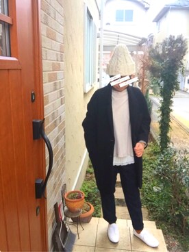 「テーラードコート」｜「アイテム（スラックス）」を使った、琥珀さん（レディース・154cm）の冬コーディネート