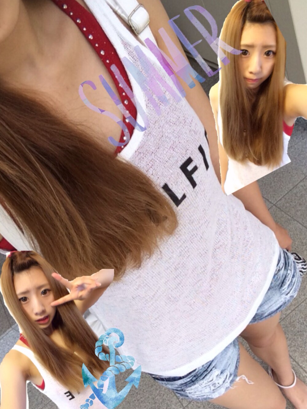 ホワイト系のショルダーバッグ、ホワイト系のサンダル、ホワイト系のタンクトップを着用したレディースの夏コーディネートの1枚目の写真