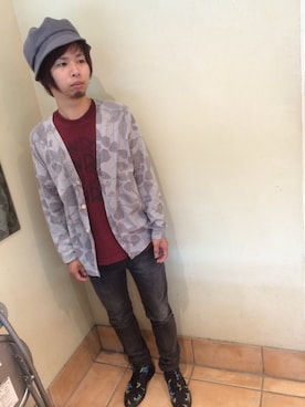 「CA4LA（カシラ）のアイテム（キャスケット）」を使った、東さん（メンズ・158cm）の秋コーディネート