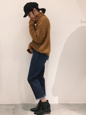 「カットオフ」｜「アイテム（ブーティ）」を使った、nico☻さん（レディース・160cm）の冬コーディネート