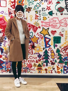 「アディダスオリジナルス」｜「アイテム（チェスターコート）」を使った、みきやんさん（レディース・153cm）の冬コーディネート