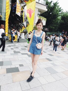 「AVAN LILY（アヴァンリリィ）のアイテム（オールインワン・サロペット）」を使った、Kimyさん（レディース・163cm）の夏コーディネート