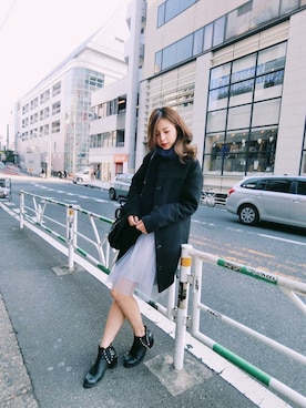 「rienda（リエンダ）のアイテム（ノーカラージャケット）」を使った、Kimyさん（レディース・163cm）の冬コーディネート