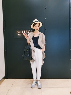 「アイテム（チューブトップ、ブルー系）」を使った、Kimyさん（レディース・163cm）の春コーディネート