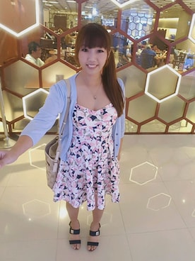 「AIR SPACE（エアースペース）のアイテム（チュニック）」を使った、李薏伃さん（レディース・158cm）の秋コーディネート