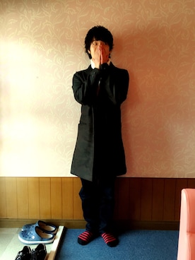 「BACK NUMBER（バックナンバー）のアイテム（チェスターコート）」を使った、ヾ(ﾟДﾟ*)ﾉｳｷｰさん（メンズ・165cm）の冬コーディネート
