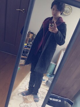 「BACK NUMBER（バックナンバー）のアイテム（チェスターコート）」を使った、ヾ(ﾟДﾟ*)ﾉｳｷｰさん（メンズ・165cm）の冬コーディネート