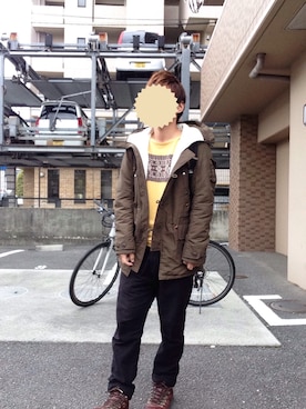 「tk.TAKEO KIKUCHI（ティーケータケオキクチ）のアイテム（モッズコート）」を使った、boorinさん（メンズ・168cm）の秋コーディネート