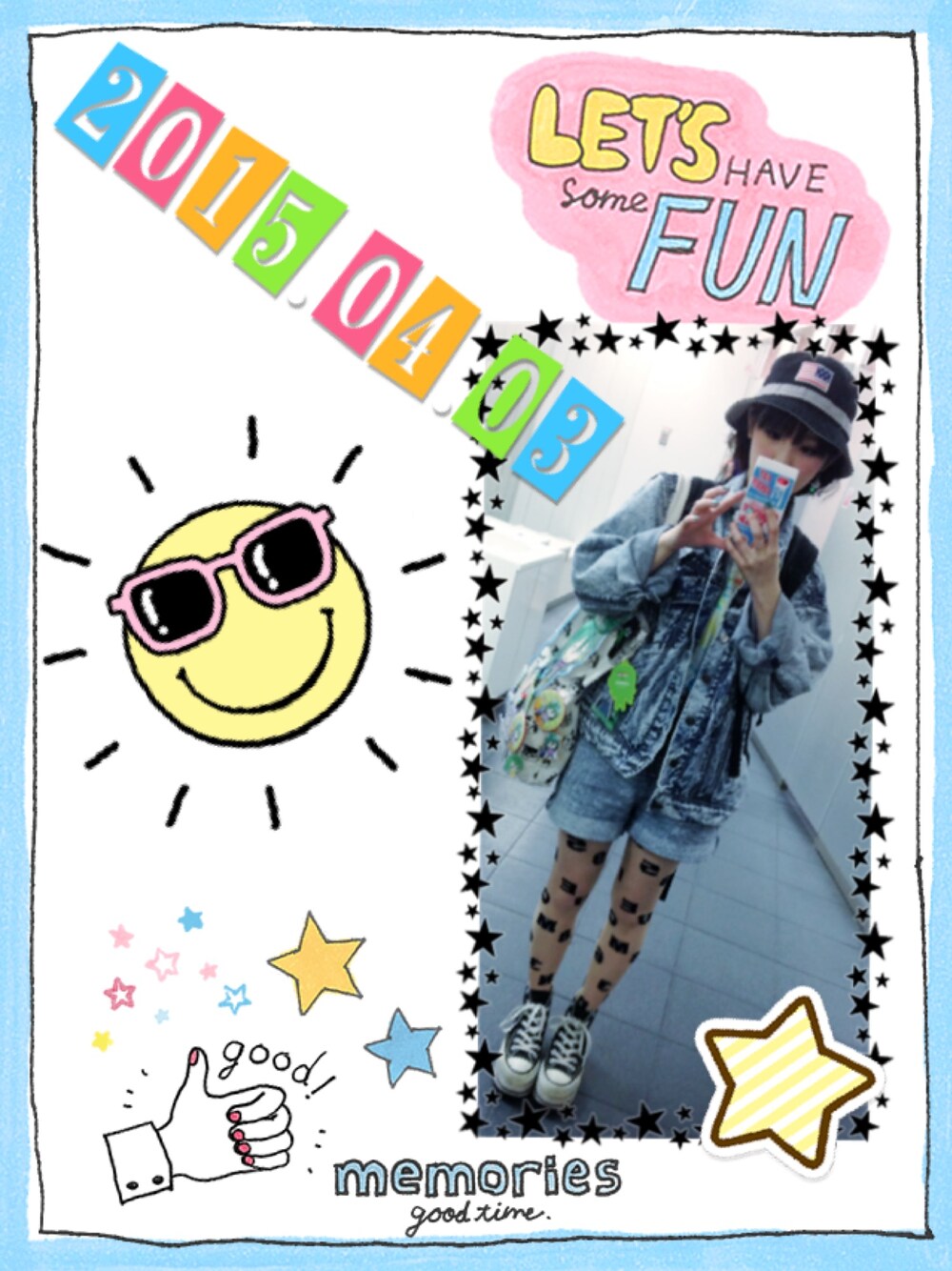 「Panamaboyのアイテム（デニムジャケット、ブルー系）」を使った、✞Muu✞さん（レディース・148cm）の夏コーディネートの1枚目の写真