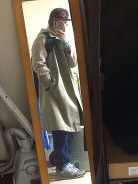 「アキコーデ」｜「アイテム（ステンカラーコート）」を使った、きーさんさん（メンズ・170cm）の秋コーディネート