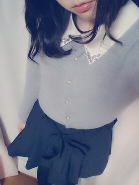 「gray」｜「アイテム（ポンチョ）」を使った、tさん（レディース・157cm）の冬コーディネート