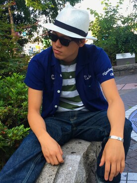 「アイテム（バングル/リストバンド）」を使った、Yさん（メンズ・178cm・10代）の夏コーディネート