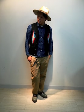 「CALEE（キャリー）のアイテム（チノパンツ）」を使った、Yさん（メンズ・178cm）の秋コーディネート