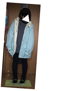「アイテム（マウンテンパーカー、ブルー系）」を使った、青い/あるさん（レディース・158cm）の春コーディネート