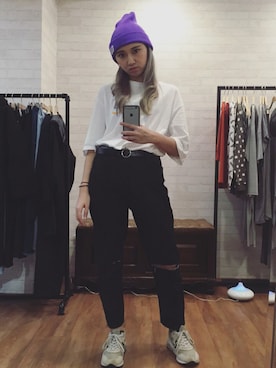 「Carhartt（カーハート）のアイテム（ハンチング/ベレー帽）」を使った、何軒さん（レディース・162cm）の秋コーディネート