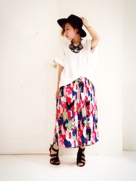 「スキッパーシャツ」｜FUMIKAさん（レディース・146cm）の夏コーディネート