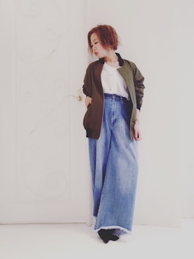 「OSMOSIS（オズモーシス）のアイテム（ブルゾン）」を使った、FUMIKAさん（レディース・146cm）の秋コーディネート