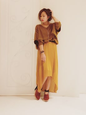 「Vネック」｜FUMIKAさん（レディース・146cm）の秋コーディネート