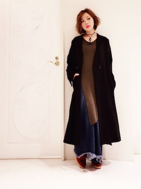 「チョーカー」｜「アイテム（その他アウター）」を使った、FUMIKAさん（レディース・146cm）の冬コーディネート