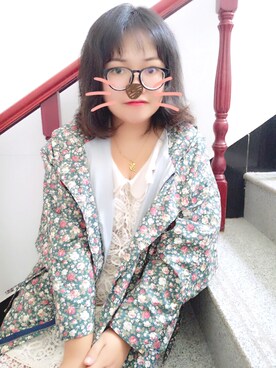 「アイテム（トレンチコート、グリーン系）」を使った、浅晓眠shanさん（レディース・161cm）の夏コーディネート