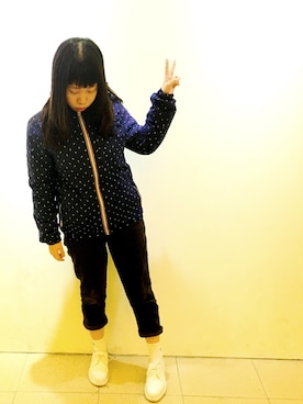 「school」｜「アイテム（ダウンジャケット/コート）」を使った、Yun Chuさん（レディース・156cm）の冬コーディネート