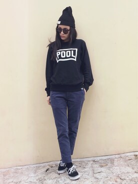 「fuct（ファクト）のアイテム（帽子）」を使った、Annie hさん（レディース・163cm）の冬コーディネート