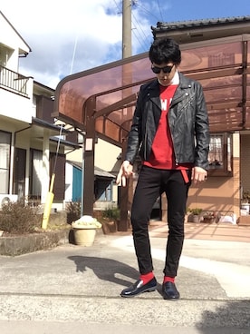 「バレンタインデートスタイル」｜「アイテム（モカシン/デッキシューズ）」を使った、KaZuTeRuさん（メンズ・181cm）の冬コーディネート