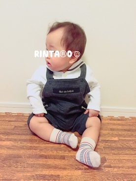 「バーバリー」｜「アイテム（サロペット/オーバーオール）」を使った、RINTA®O☺︎さん（キッズ・70cm）の冬コーディネート