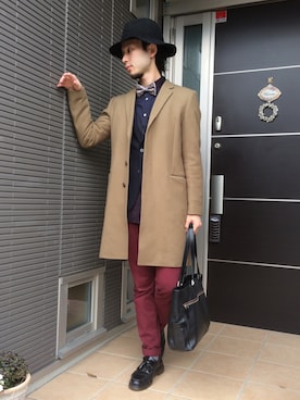 「NANO universe（ナノユニバース）のアイテム（蝶ネクタイ）」を使った、ぼーりーさん（メンズ・178cm）の冬コーディネート
