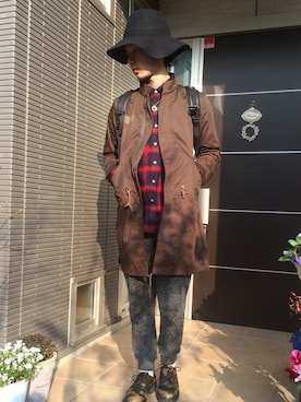 「Lui's（ルイス）のアイテム（モッズコート）」を使った、ぼーりーさん（メンズ・178cm）の冬コーディネート