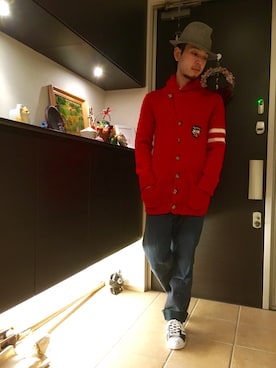 「カウチン」｜「アイテム（その他アウター）」を使った、ぼーりーさん（メンズ・178cm）の冬コーディネート