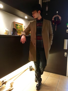 「タータンチェック」｜ぼーりーさん（メンズ・178cm）の冬コーディネート