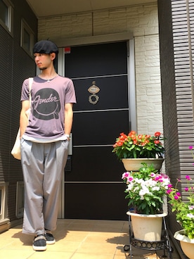「ラッドミュージシャン」｜「アイテム（ハンチング/ベレー帽）」を使った、ぼーりーさん（メンズ・177cm）の夏コーディネート