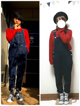 「ボーダーソックス」｜「アイテム（ハンチング/ベレー帽）」を使った、ぼーりーさん（メンズ・178cm）の冬コーディネート