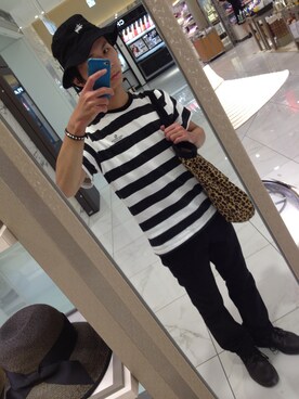 「STUSSY（ステューシー）のStock Washed Crusher（ハット、ブラック系）」を使った、Kdさん（メンズ・164cm）の夏コーディネート