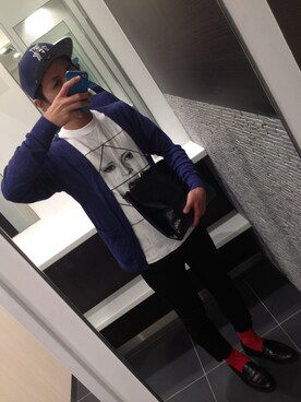 「A BATHING APE（アベイシングエイプ）のBAPE×UNDFTD STARTER SNAP BACK#1（キャップ、ブルー系）」を使った、Kdさん（メンズ・164cm）の夏コーディネート