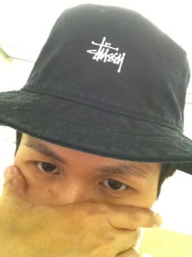 「STUSSY（ステューシー）のStock Washed Crusher（ハット、ブラック系）」を使った、Kdさん（メンズ・164cm）の夏コーディネート