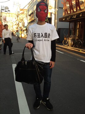 「不明のアイテム（その他、ホワイト系）」を使った、Kdさん（メンズ・164cm）の秋コーディネート