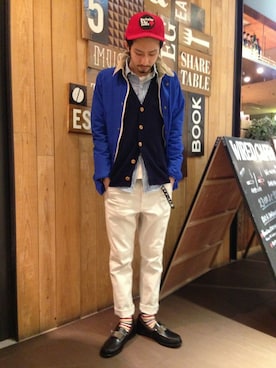 「バレンタインデートスタイル」｜「アイテム（キャップ）」を使った、Junpei  Fukadaさん（メンズ・170cm）の冬コーディネート