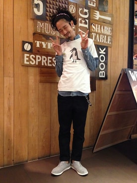 「ボヘミアンズ」｜「アイテム（ヘアアクセサリー）」を使った、Junpei  Fukadaさん（メンズ・170cm）の春コーディネート