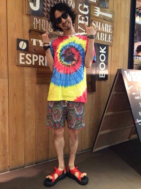 「ボヘミアンズ」｜「アイテム（サンダル）」を使った、Junpei  Fukadaさん（メンズ・170cm）の春コーディネート